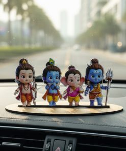 4 Cute God Car Dashboard Decore Two Side Printed Car Dash Idols