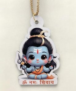 Car Hanging Accessories | Lord Shiva Baby | Wooden Size 4x2.5 inch | Two Side Printed