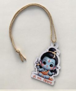 Alternative view of Car Hanging Accessories | Lord Shiva Baby | Wooden Size 4x2.5 inch | Two Side Printed