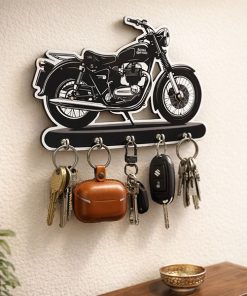 Bullet Wooden Printed Key Holder | 5 Hooks | No Drill 2 Self Adhesive Hook Free | Size : 6x8" Inch