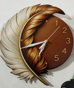 Alternative view of Feather Shape Wall art Clock Wooden Printed size: 12x12inch