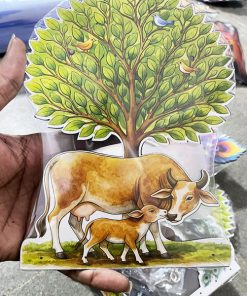 Alternative view of Kamdhenu Kalpvruksh Wooden Key Holder Wall Mounted Decorative Key Rack for Home Entrance size: 6x8inch