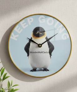 Keep Going Panda 6.5x6.5inch Golden Frame Wall clock