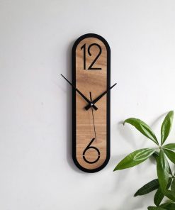 Oval Modern and Unique Wooden Minimalist Wall Clock for Livingroom, Bedroom size: 12x5inch
