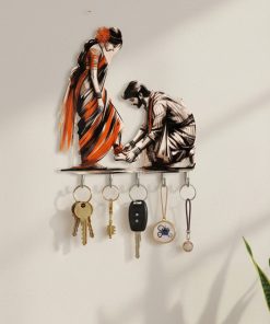 Couple Printed Wooden Key Holder 6x8 inch