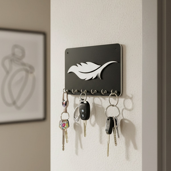 Feather KeyStand Wooden 6x8inch