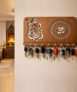 Ganeshji with om Wooden Key Holder 6x8inch