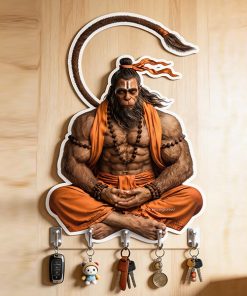 Lord Hanumanju Wooden Printed Key holder Size: 6x8inch
