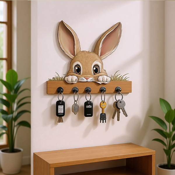 Rabbit Wooden Key Holder 6x8inch
