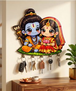 Siya-Ram Cute Wooden Printed Key holder Size: 6x8inch