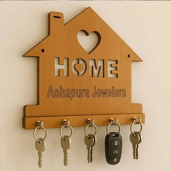 HOME shape Wooden Key Holder 6x8inch