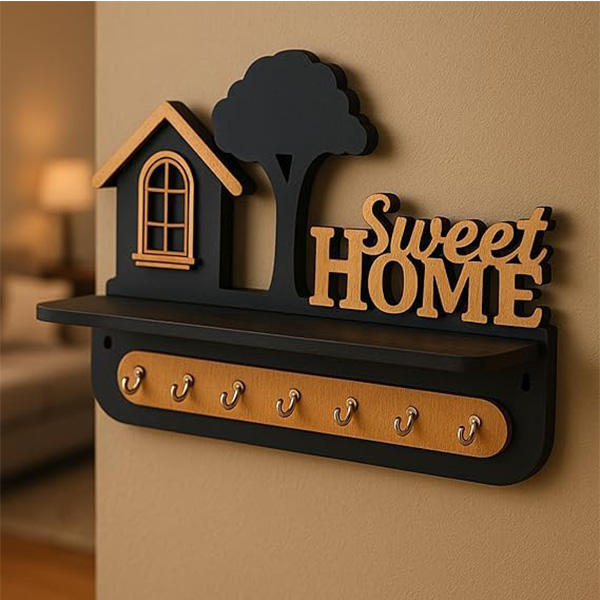 3d Sweet Home Wooden Key Holder size : 10x8inch