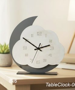 Cloud and Moon Table Clock Wooden 8x6inch