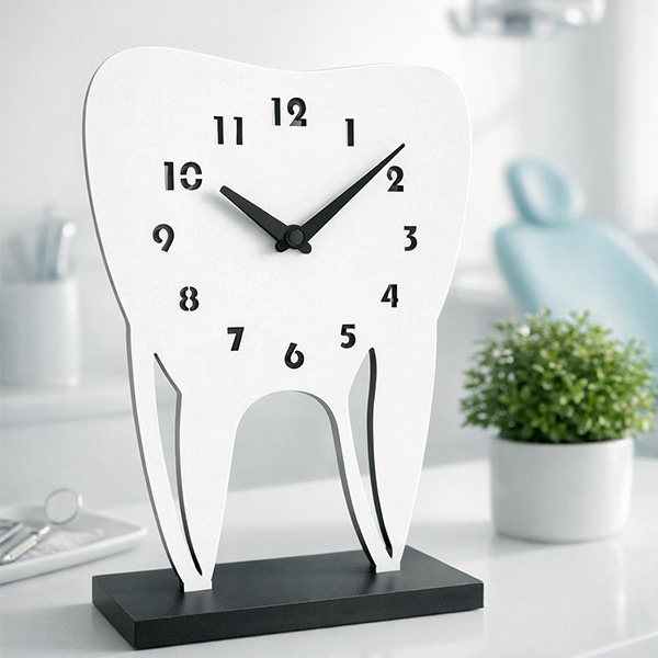 Dentis tooth Table Clock Wooden 6x8inch