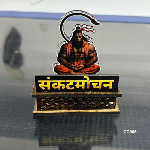 Car Dashboard Decore Two Side Printed Lord Hanumanji Car Dash Idols size: 4x3inch, CD005 - Image 2