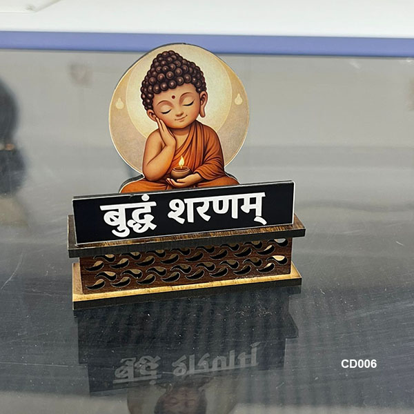Car Dashboard Decore Two Side Printed Lord Budhha Car Dash Idols size: 4x3inch, CD006 - Image 2