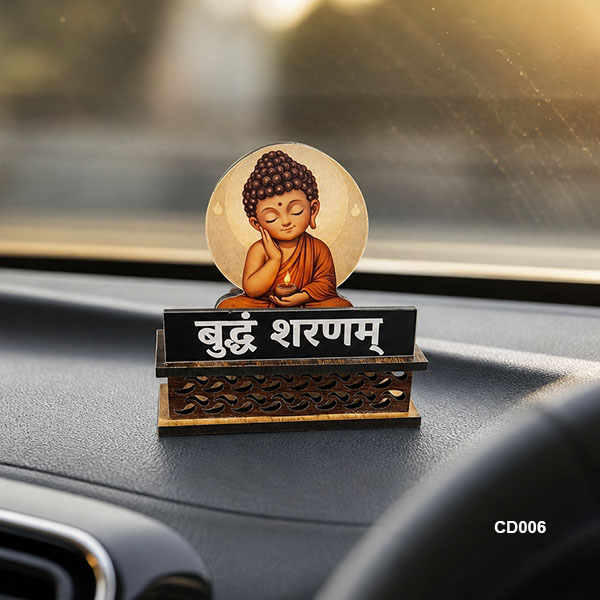 Car Dashboard Decore Two Side Printed Lord Budhha Car Dash Idols size: 4x3inch, CD006
