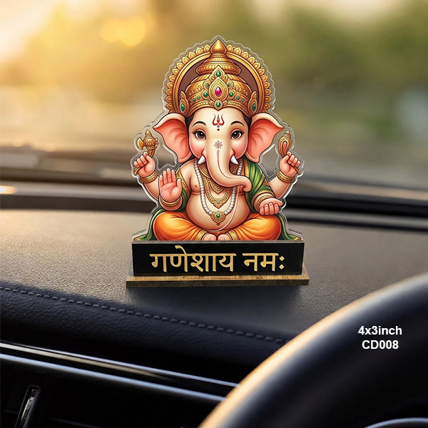 Car Dashboard Decore Two Side Printed Ganeshji Car Dash Idols size: 4x3inch, CD008