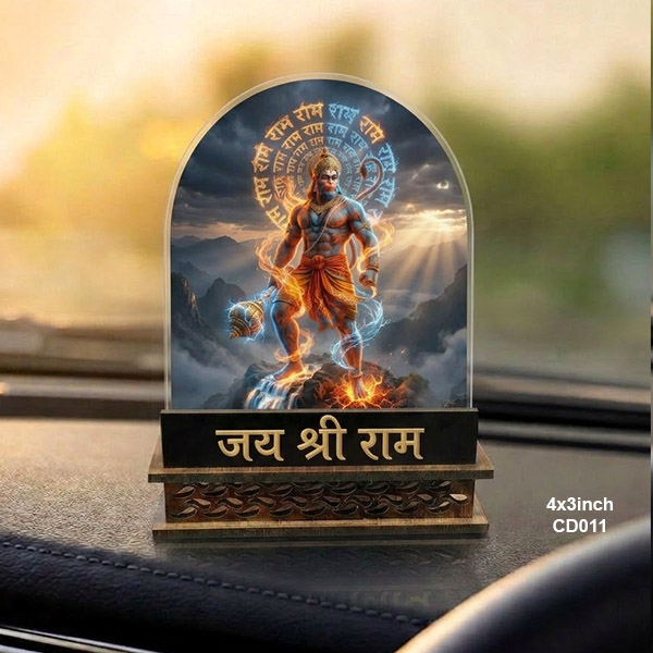 Car Dashboard Decore Two Side Printed Hanumanji JayshreeRam Car Dash Idols size: 4x3inch, CD011