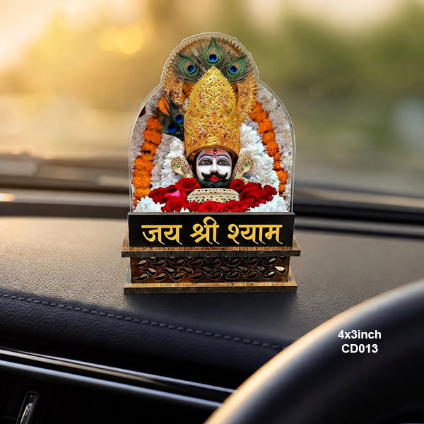 Car Dashboard Decore Two Side Printed Shri Khatu Shyam Ji Car Dash Idols size: 4x3inch, CD013