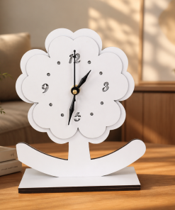 Flower Shape Wooden Table Clock | Modern Decorative Desk Clock | MDF (M4)