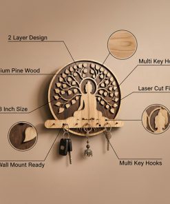 Alternative view of 2 Layer Wooden Lord Buddha Key Stand – 7x8 Inch