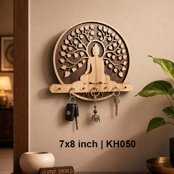 2 Layer Wooden Lord Buddha Key Stand – 7x8 Inch