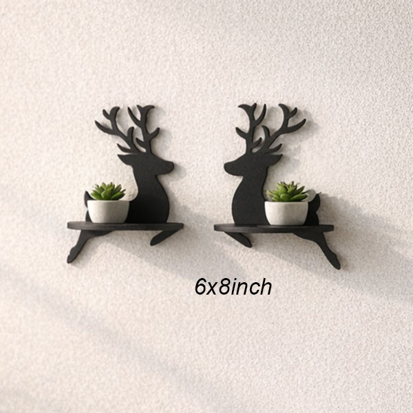 2pcs Hiran Floating Shelf Rustic Wooden Wall Decor 6x8inch