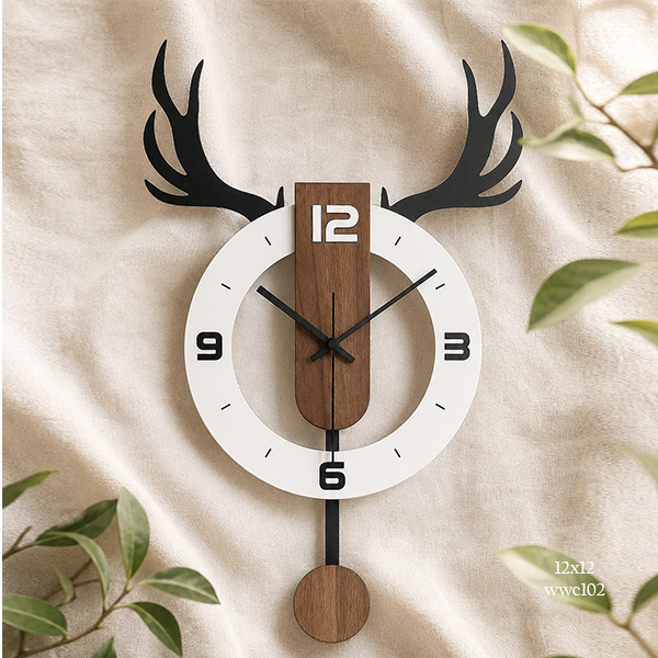 Deer Antler Wall Clock 12x12inch wwc103