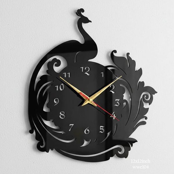 Peacock Wall Clock 12x12inch wwc104