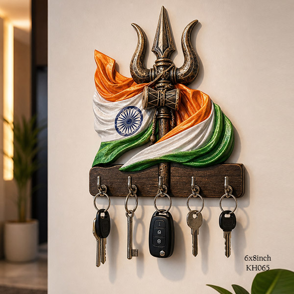 Mahadev Trishul with Flag Key Holder size: 6x8inch , KH065