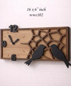Birds on Branch 3layer Wooden Wall Clock (16x6")wwc102