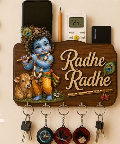 Baby Krishna Printed  Mobile Key Holders Wooden size: 10x6inch MKH005