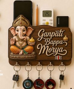 Baby Ganesha Printed  Mobile Key Holders Wooden size: 10x6inch MKH006