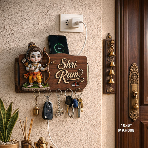 Baby Shri Ram Printed  Mobile Key Holders Wooden size: 10x6inch MKH008