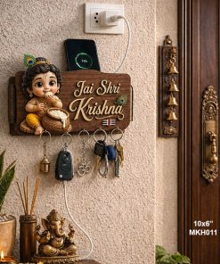 Laddu Gopal Printed  Mobile Key Holders Wooden size: 10x6inch MKH011
