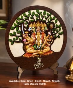 Panchmukhi Hanuman Wooden Frame With Stand  Table Decor (TD007)(6inch)