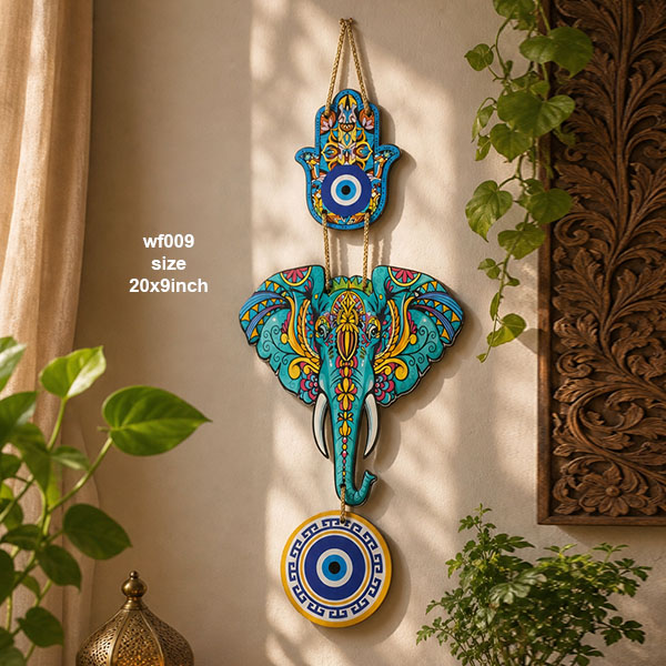 EvilEye PalmElephant Wall Hanging 20x9inch wh009