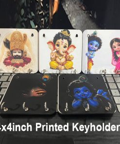 4×4Inch Designer Key Holder – Wooden Printed mix Collection