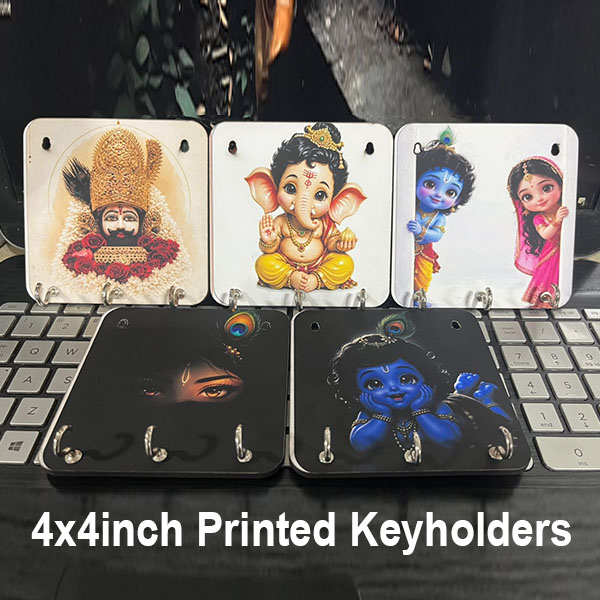 4×4Inch Designer Key Holder – Wooden Printed mix Collection